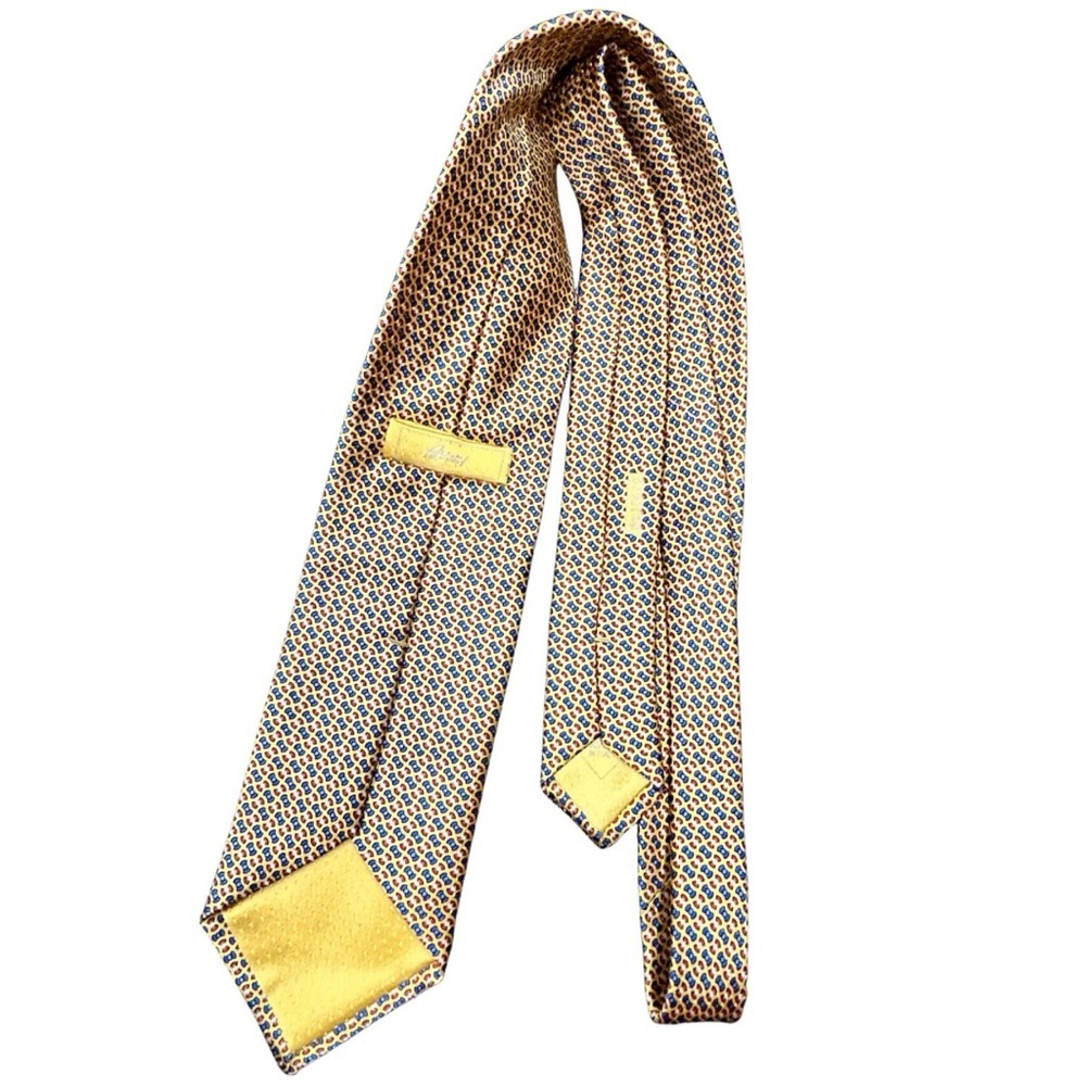 Brioni Yellow Patterned Silk Tie – Hand Made in Italy - Picture 2 of 5